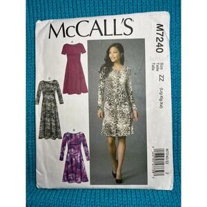 McCalls 7240 Sewing pattern dress fit and flare size L XL XXL